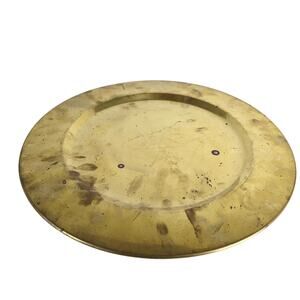 Rustic Vintage 12" Golden Brass Tray Platter Charger, Made in India, Farmhouse